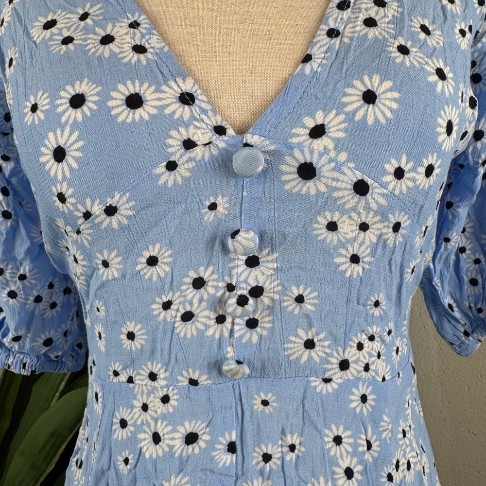 Faithfull The Brand Romantic Cottage Prairie Mini Dress Small Floral Puff Sleeve - Picture 4 of 9